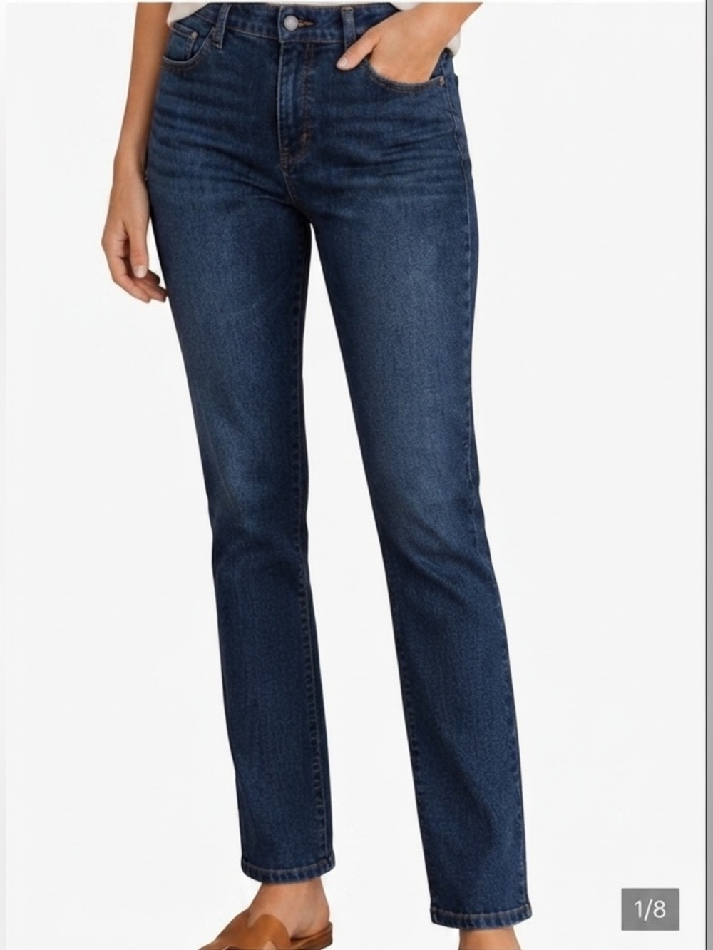Talbots Simply Flattering Boyfriend Jeans in Dark Wash Denim-5 Pocket